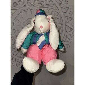 Department 56 Vintage Nylon Boy Rabbit Plush 13" Puffalump Style Stuffed Animal